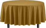 Gold Round Plastic Table Cover - 84 in.