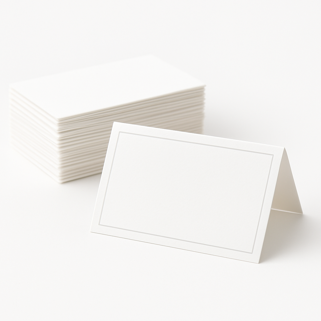 Elegant White Tent Place Cards - Pack of 50 for Weddings & Showers