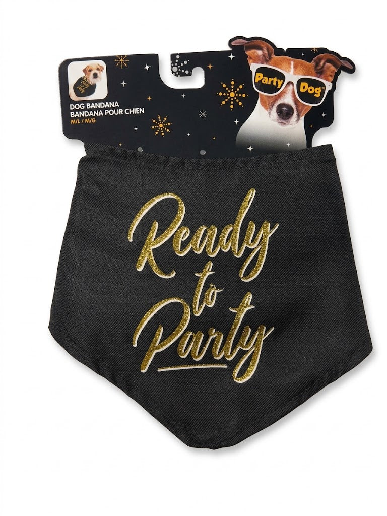New Year's Eve Black Pet Bandana (M/L)