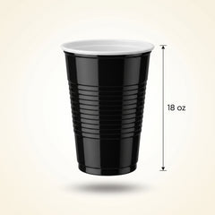 Classic Black 18oz Plastic Cups - 16 Pack
