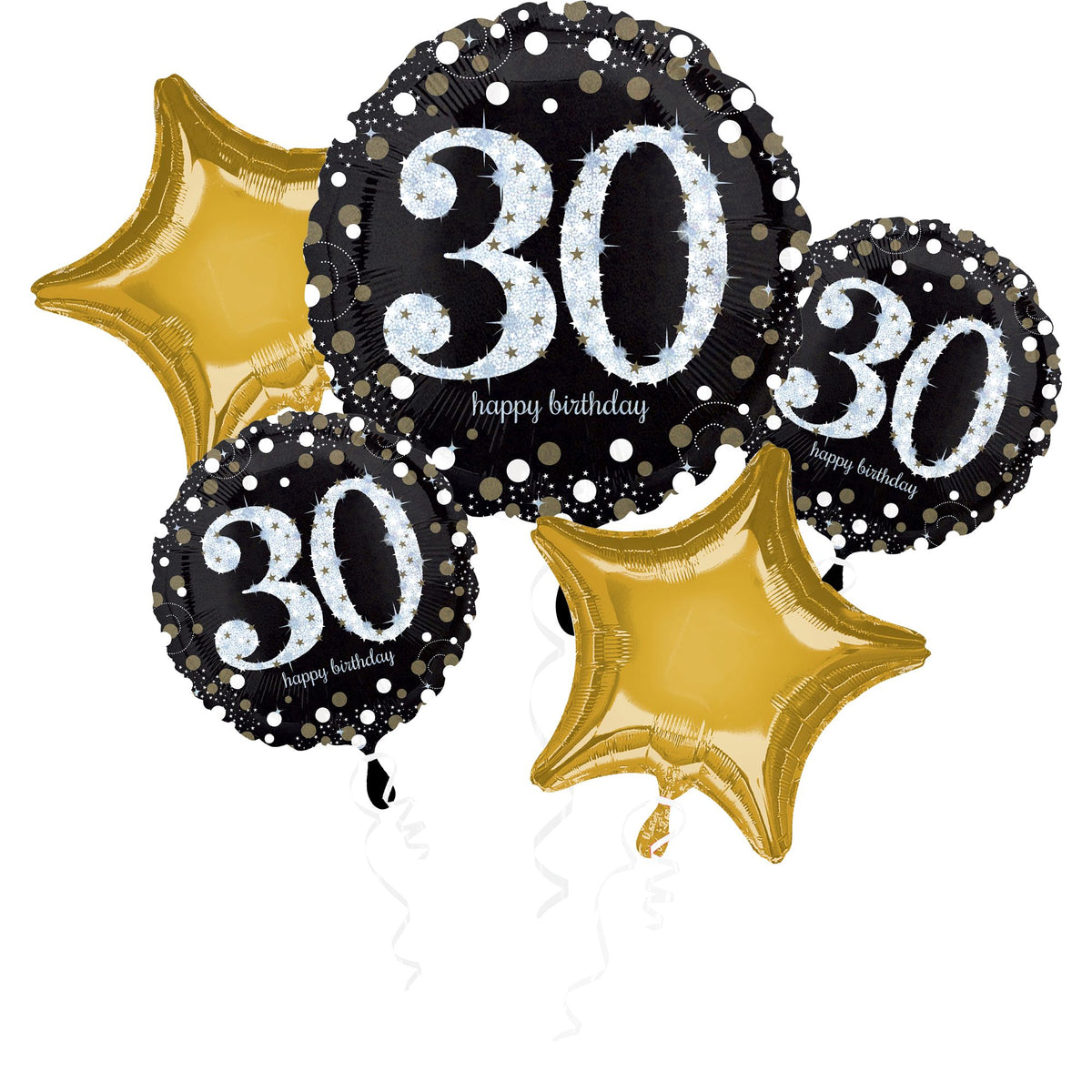 Sparkling 30th Birthday Foil Balloon Bouquet