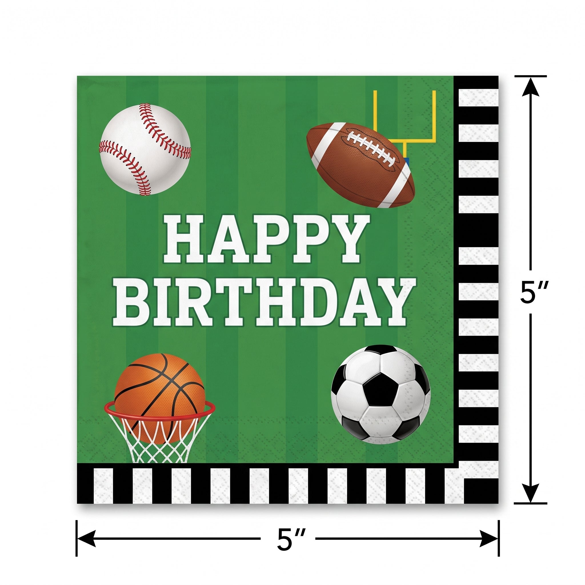 All-Star Sports Birthday Beverage Napkins - 5 In. X 5 In.