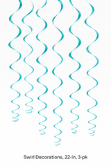 Caribbean Blue Swirl Decorations, 22-Inch, 3-Pack