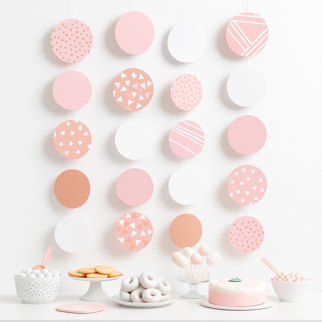 Elegant Rose Gold Hanging Circle Decorations - 5 Pack