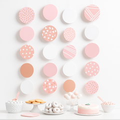 Elegant Rose Gold Hanging Circle Decorations - 5 Pack