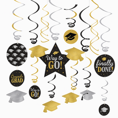 Graduation Celebration Swirl Decorations - 30 Piece Set