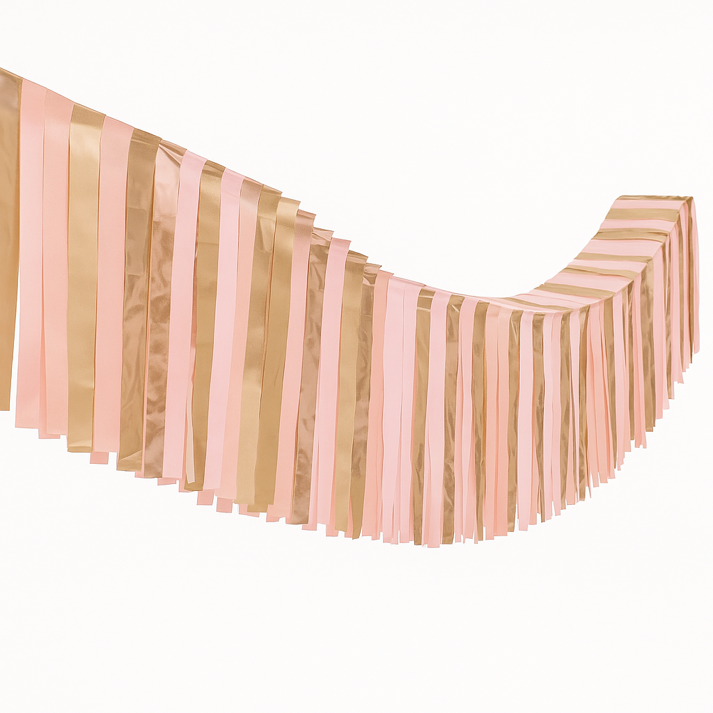 Rose Gold Accordion Fringe Ceiling Hanging Decoration - 12 ft
