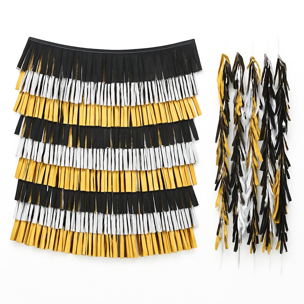 New Year's Eve Black, Silver, and Gold Foil Fringe Hanging Banner