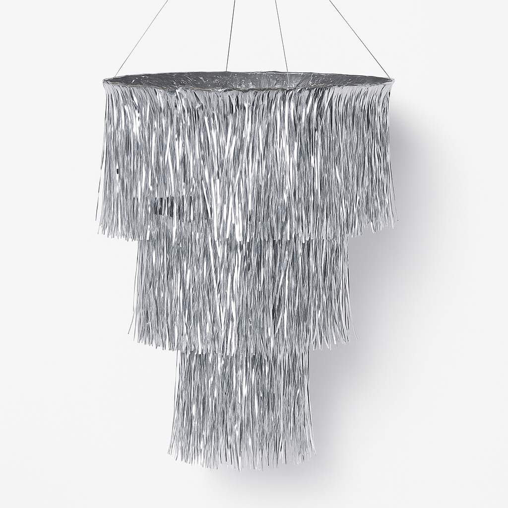 Silver Tinsel Disco Hanging Decoration