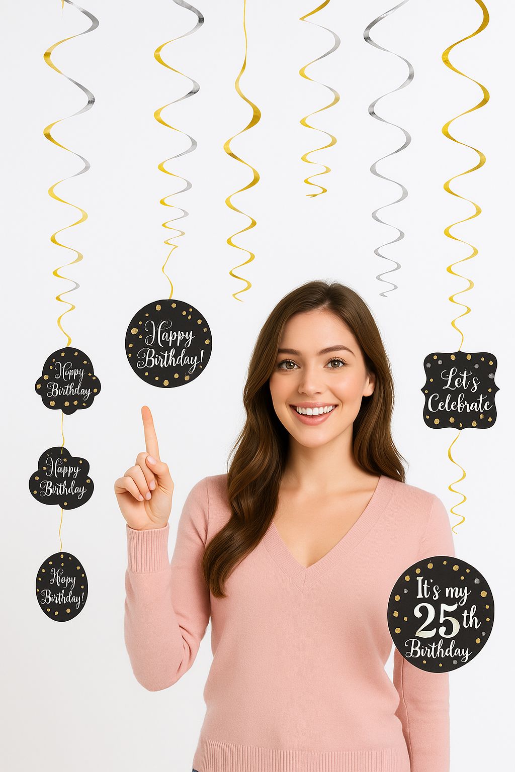 Sparkling Celebration Birthday Swirl Hanging Decorations Kit, Customizable