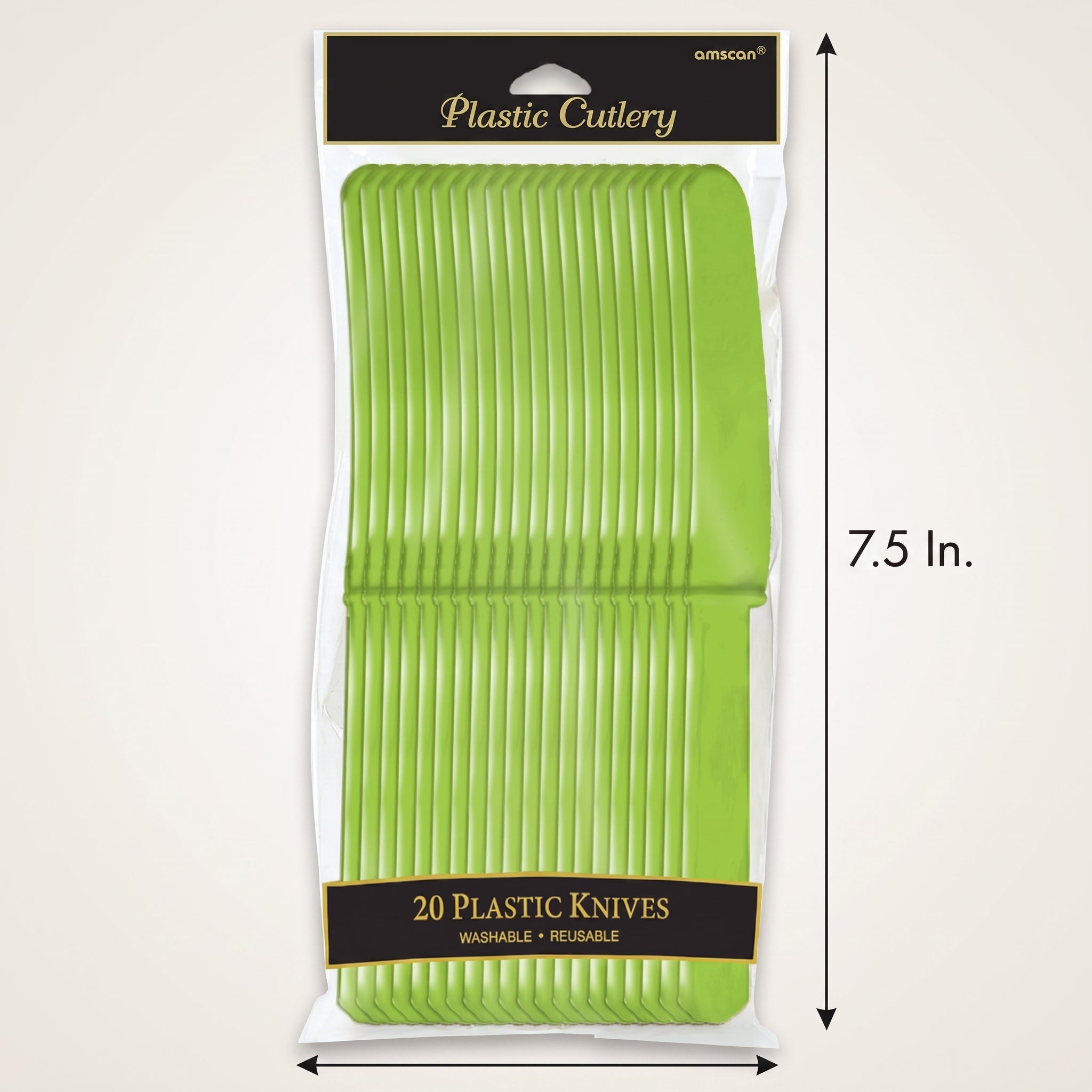 Kiwi Green Plastic Knives - 7.5 in. - 20 Pack
