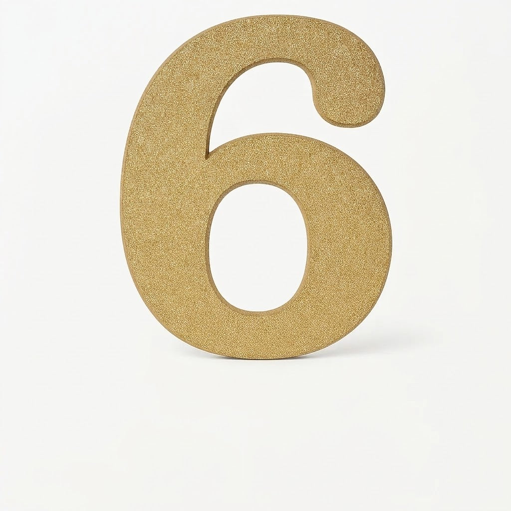 Glitter Gold Number 6 Sign - 10-inch Standing Decoration