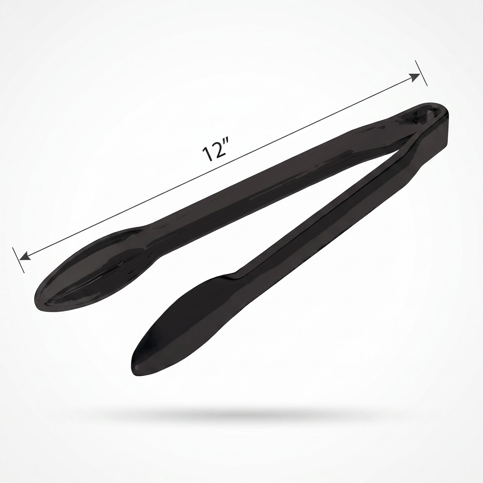Premium 12-Inch Black Plastic Serving Tongs