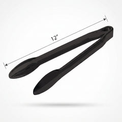 Premium 12-Inch Black Plastic Serving Tongs