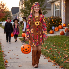Flower Power Hippie Costume for Girls - Large