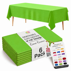 Lime Green Plastic Table Covers | 6 Pack | 54 in. x 108 in.