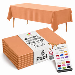 Peach Plastic Table Covers | 6 Pack | 54 in. x 108 in.