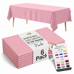 Pink Plastic Table Covers | 6 Pack | 54 in. x 108 in.