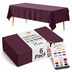 Plum Plastic Table Covers | 6 Pack | 54 in. x 108 in.