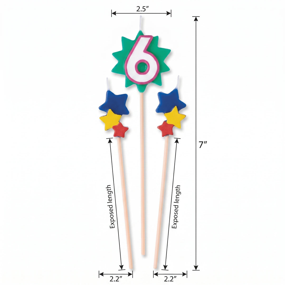 Star Birthday Toothpick Candle Set - Number 6