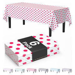 Red Polka Dot Plastic Table Covers | 6 Pack | 54 in. x 108 in.