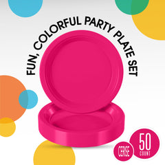 7 In. Cerise Plastic Plates | 50 Count