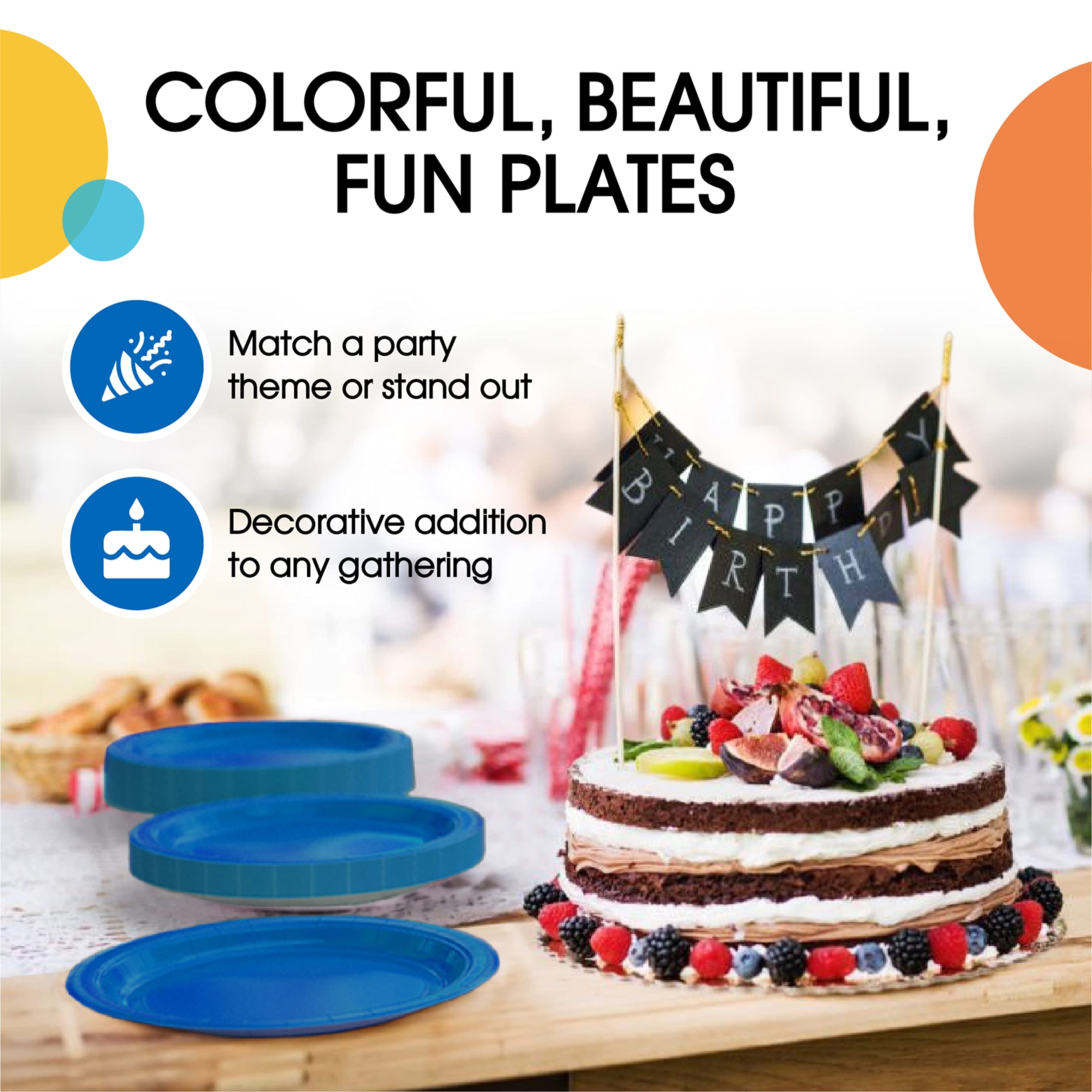 7 In. Dark Blue Paper Plates | 100 Count