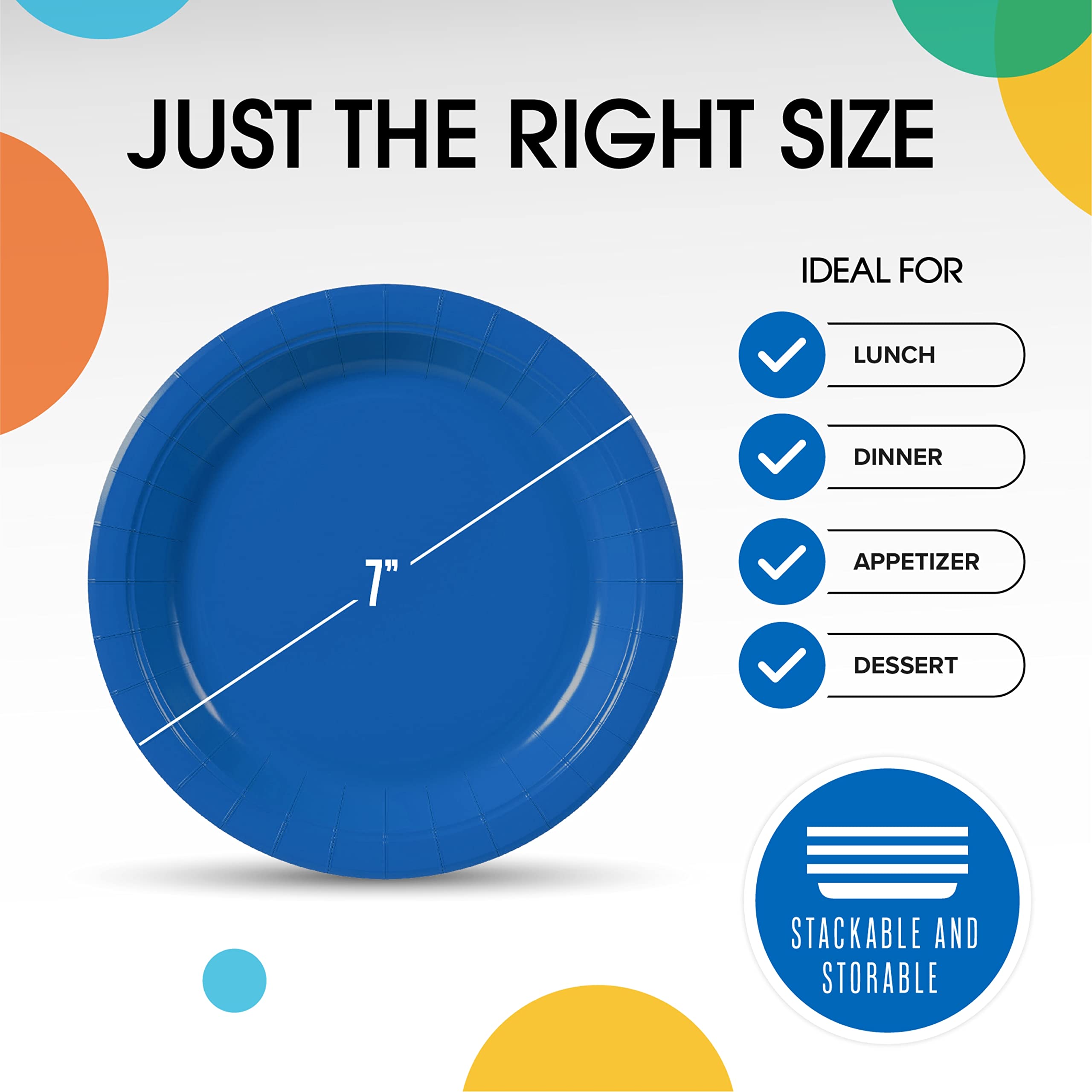 7 In. Dark Blue Paper Plates | 100 Count