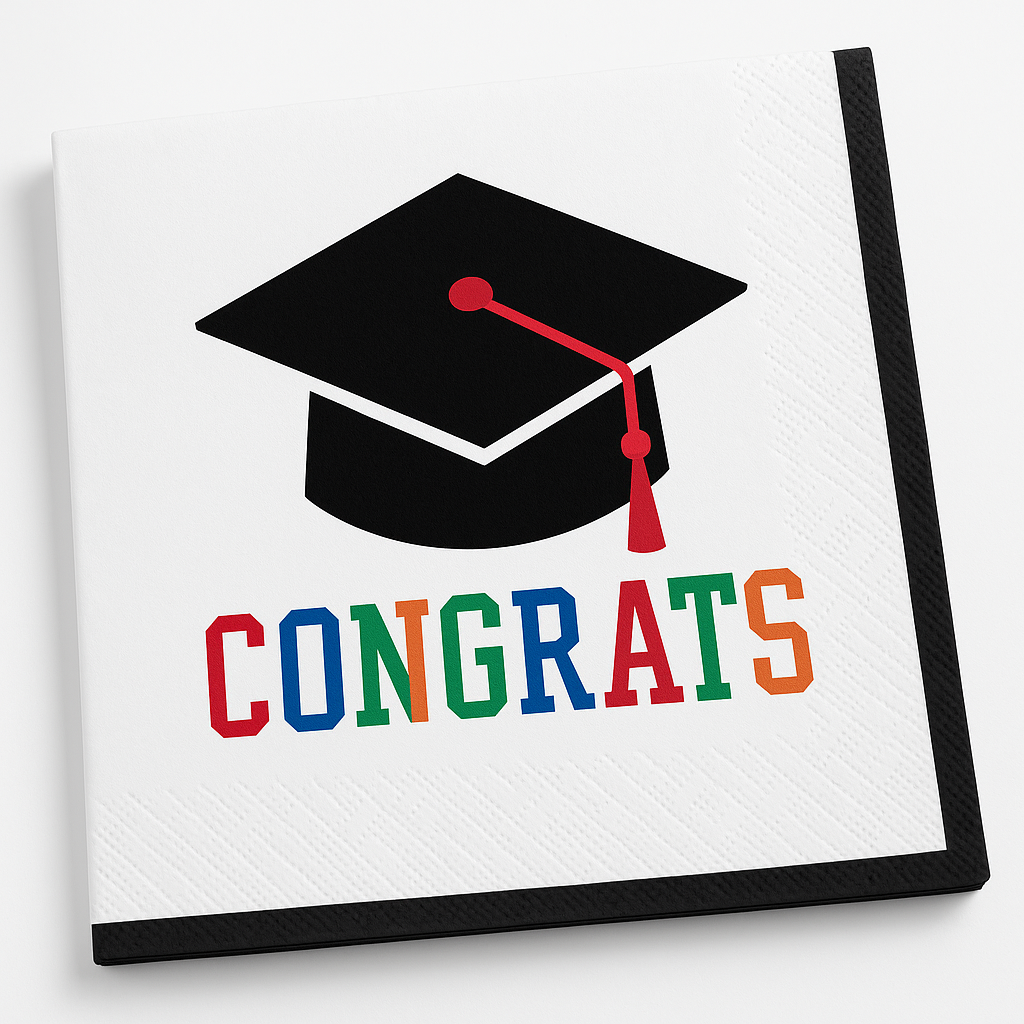 "Congrats" Graduation Beverage Napkins - 16 Pack - 5 In. X 5 In.