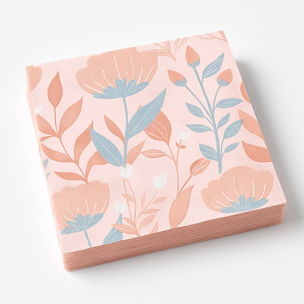 Rose Gold Floral Beverage Napkins - 5 In. X 5 In.