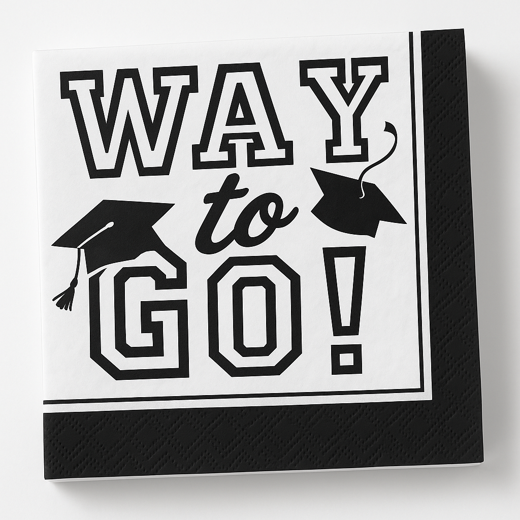 "Way to Go" Graduation Beverage Napkins, 40-Pack - 5 In. X 5 In.