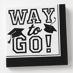 "Way to Go" Graduation Beverage Napkins, 40-Pack - 5 In. X 5 In.