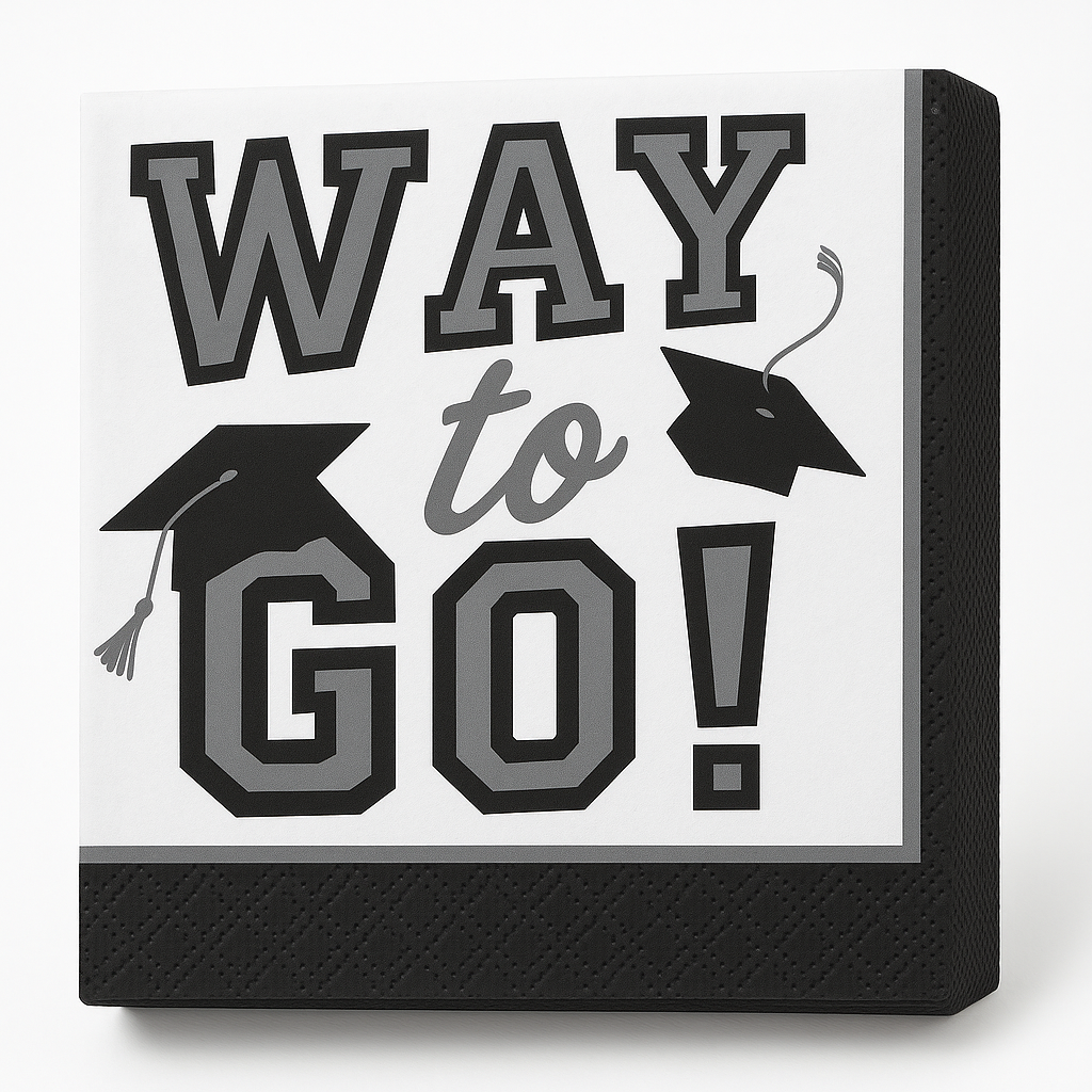 True to Your School Silver Graduation Beverage Napkins, 40-Pack - 5 In. X 5 In.