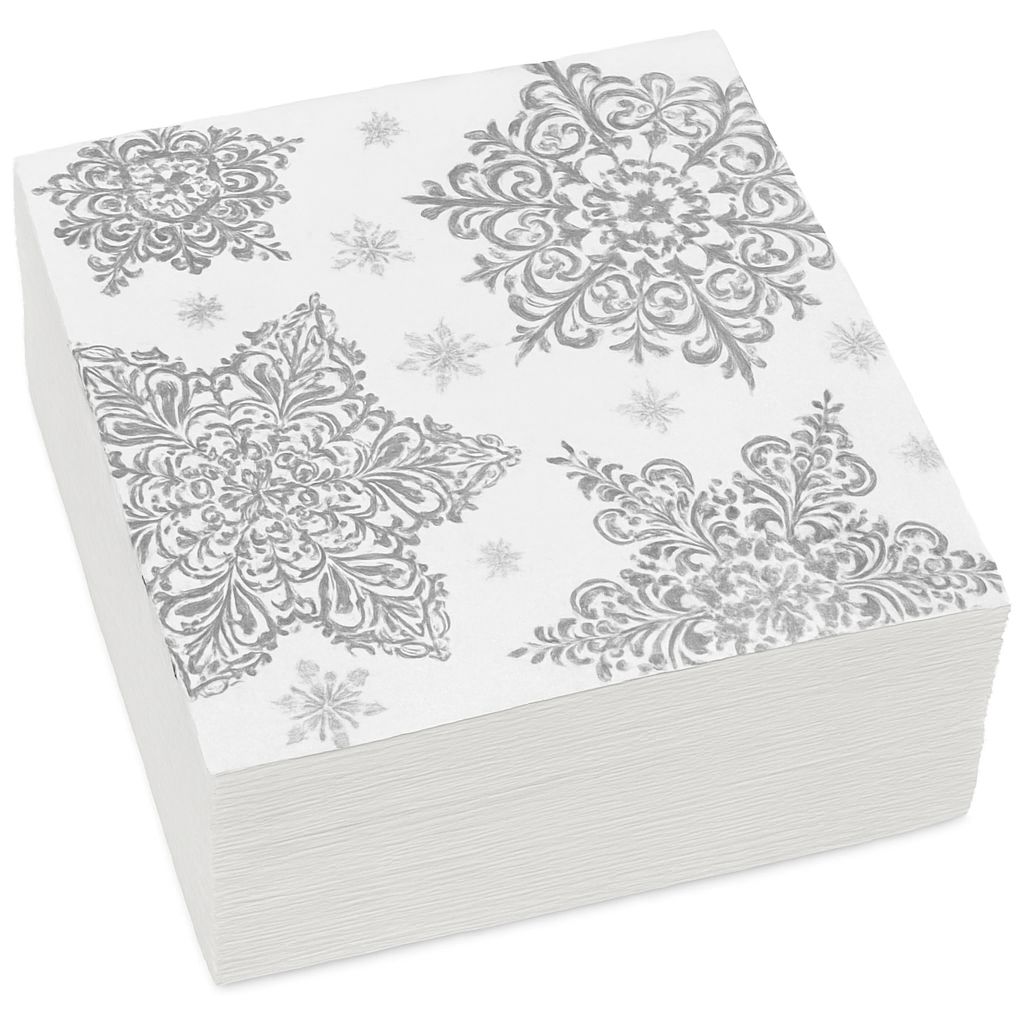 Shining Season Snowflake Lunch Napkins - 125 Pack - 6.5 In. X 6.5 In.