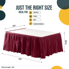 Burgundy Plastic Table Skirt | 6 Pack - 168 in. x 29 in.