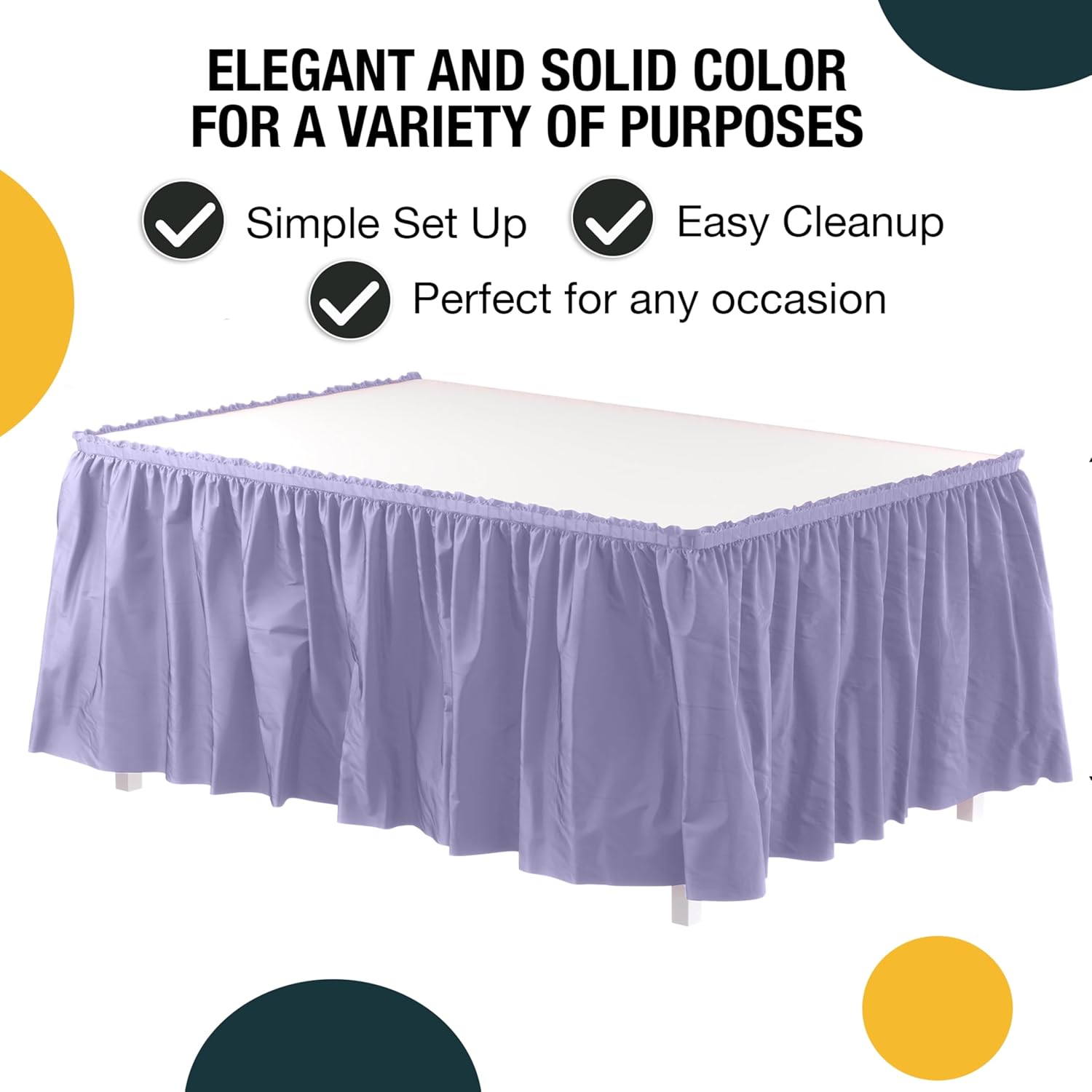 Lavender Plastic Table Skirt | 6 Pack - 168 in. x 29 in.