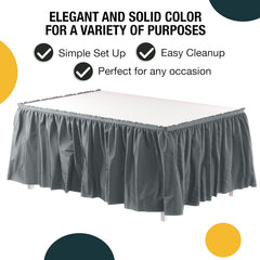 Silver Plastic Table Skirt | 6 Pack - 168 in. x 29 in.