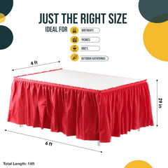 Red Plastic Table Skirt | 6 Pack - 168 in. x 29 in.