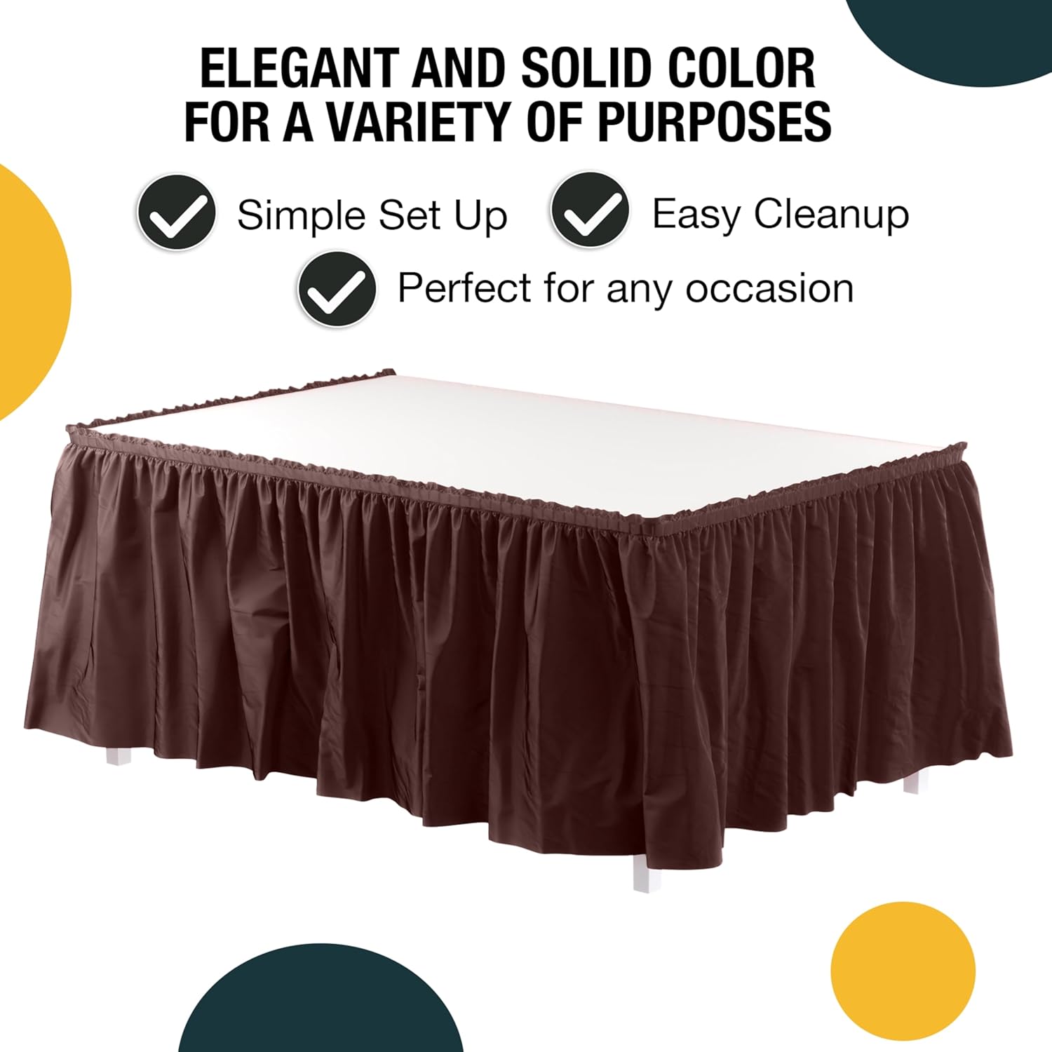 Brown Plastic Table Skirt | 6 Pack - 168 in. x 29 in.