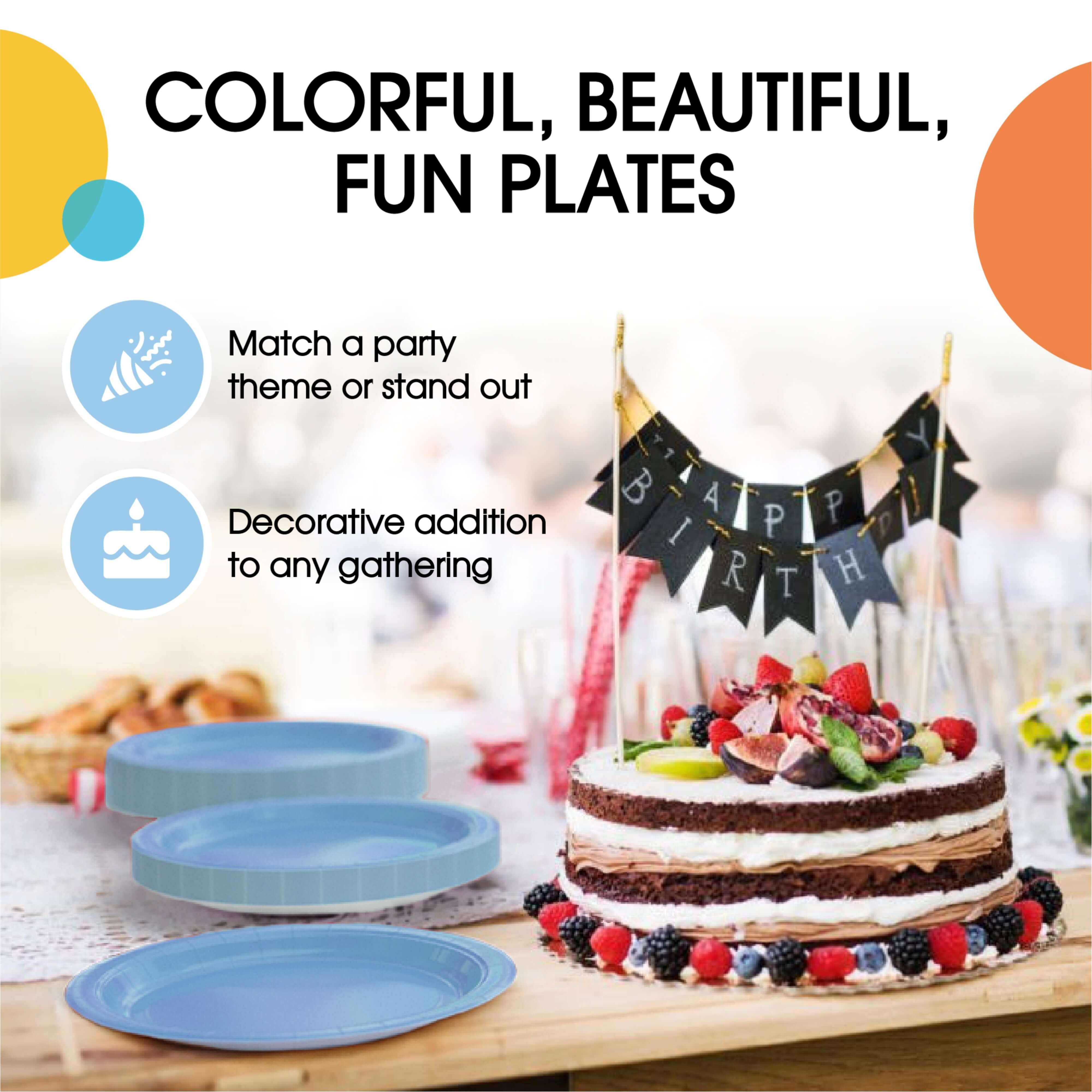 9 In. Light Blue Paper Plates - 50 Ct.