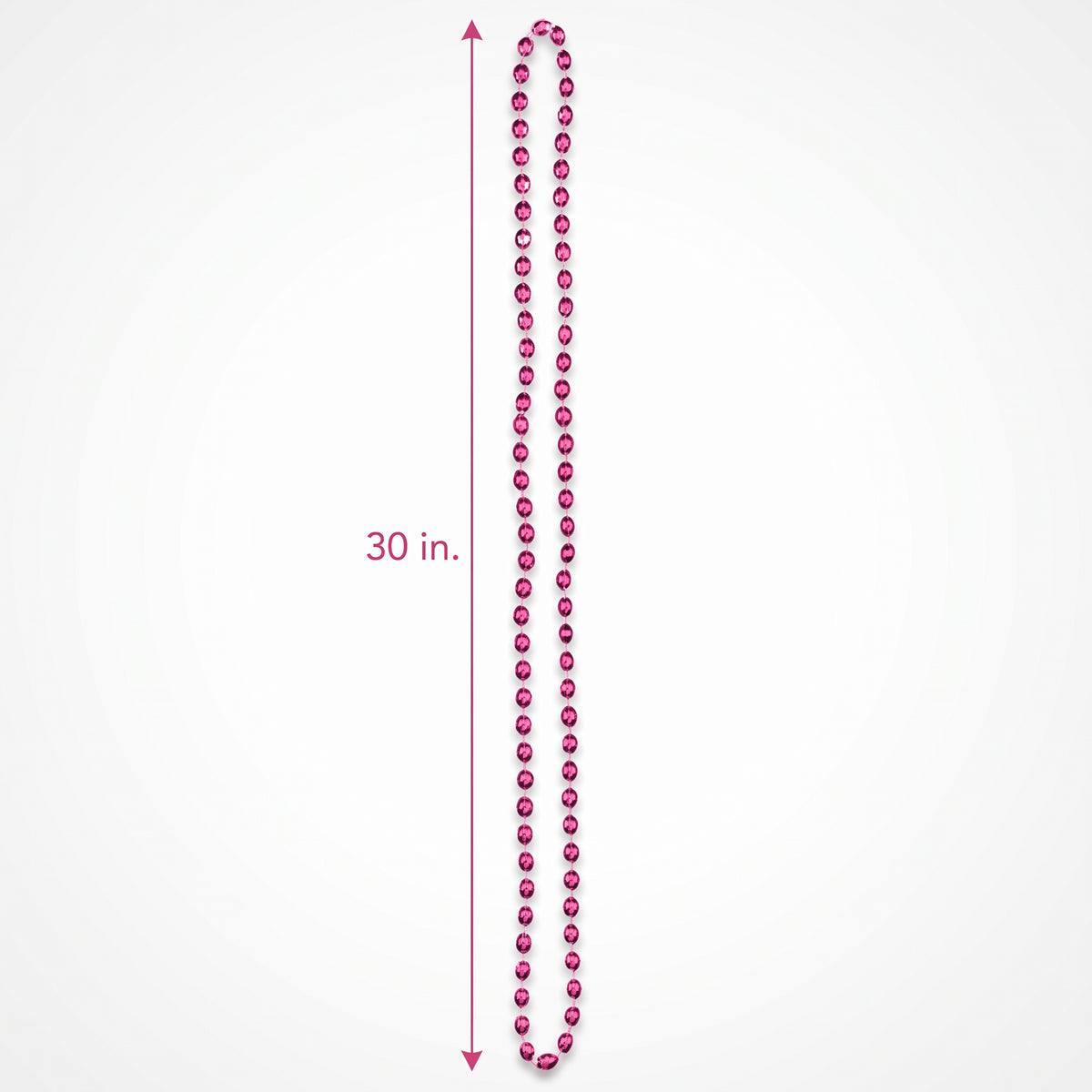 Bright Pink Metallic Bead Necklace - 30 In.