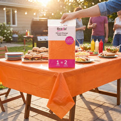 Vibrant Orange Plastic Table Cover - 54x108 Inches