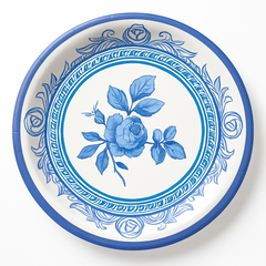 Blue Regency Floral Paper Plates - 6.75" Round