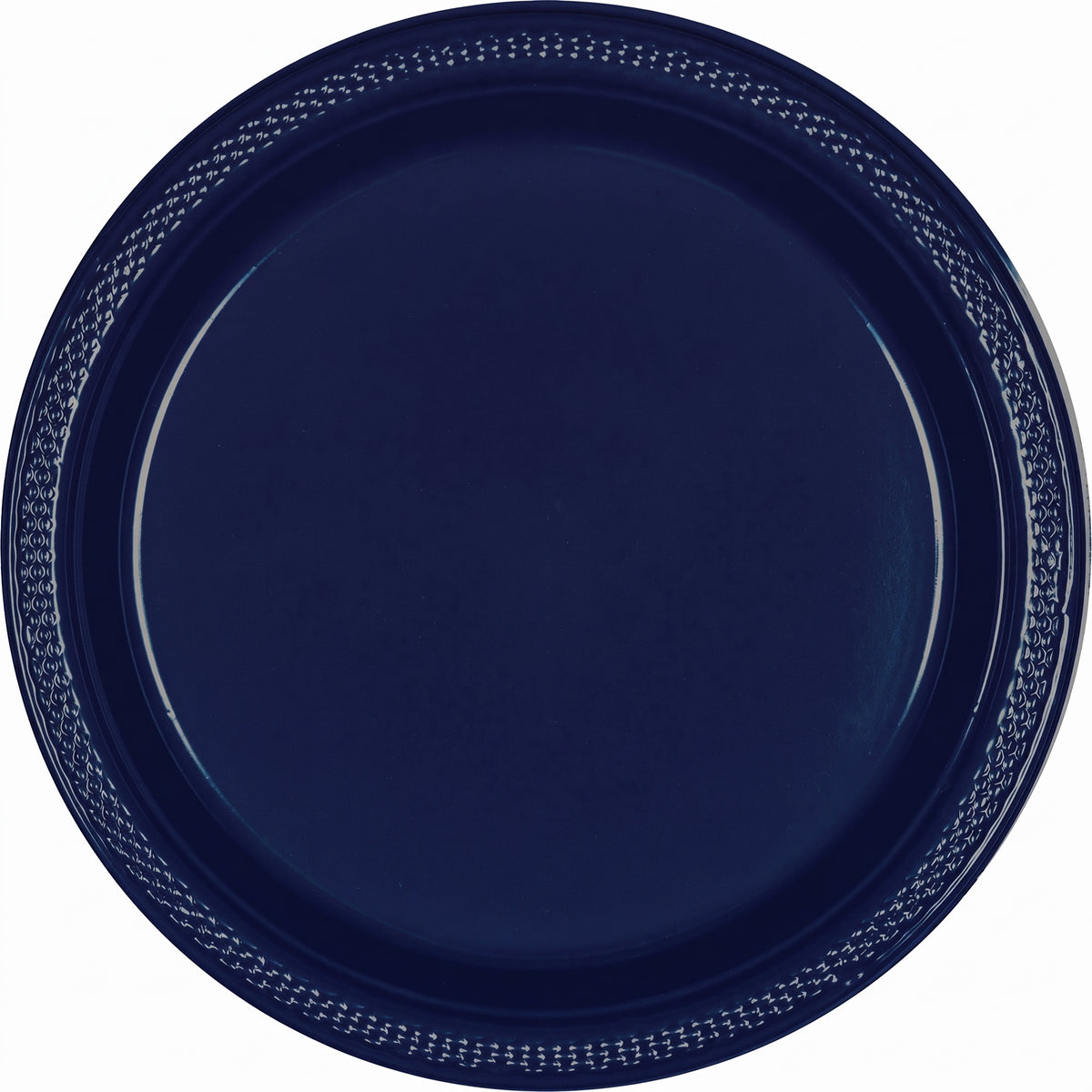 True Navy 7" Round Plastic Dessert Plates - 20 Pack