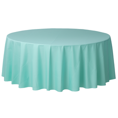 Robin's Egg Blue Round Plastic Table Cover - 84"