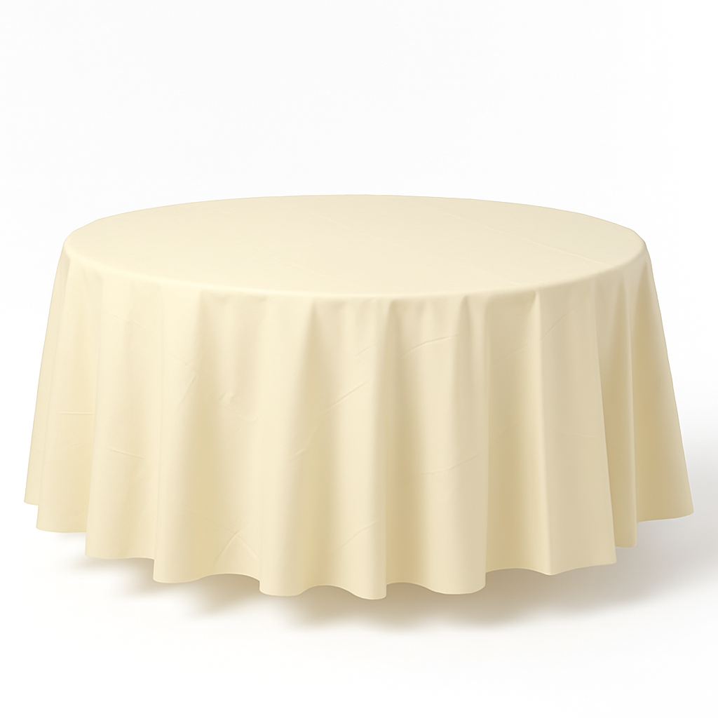 Vanilla Creme 84" Round Plastic Table Cover