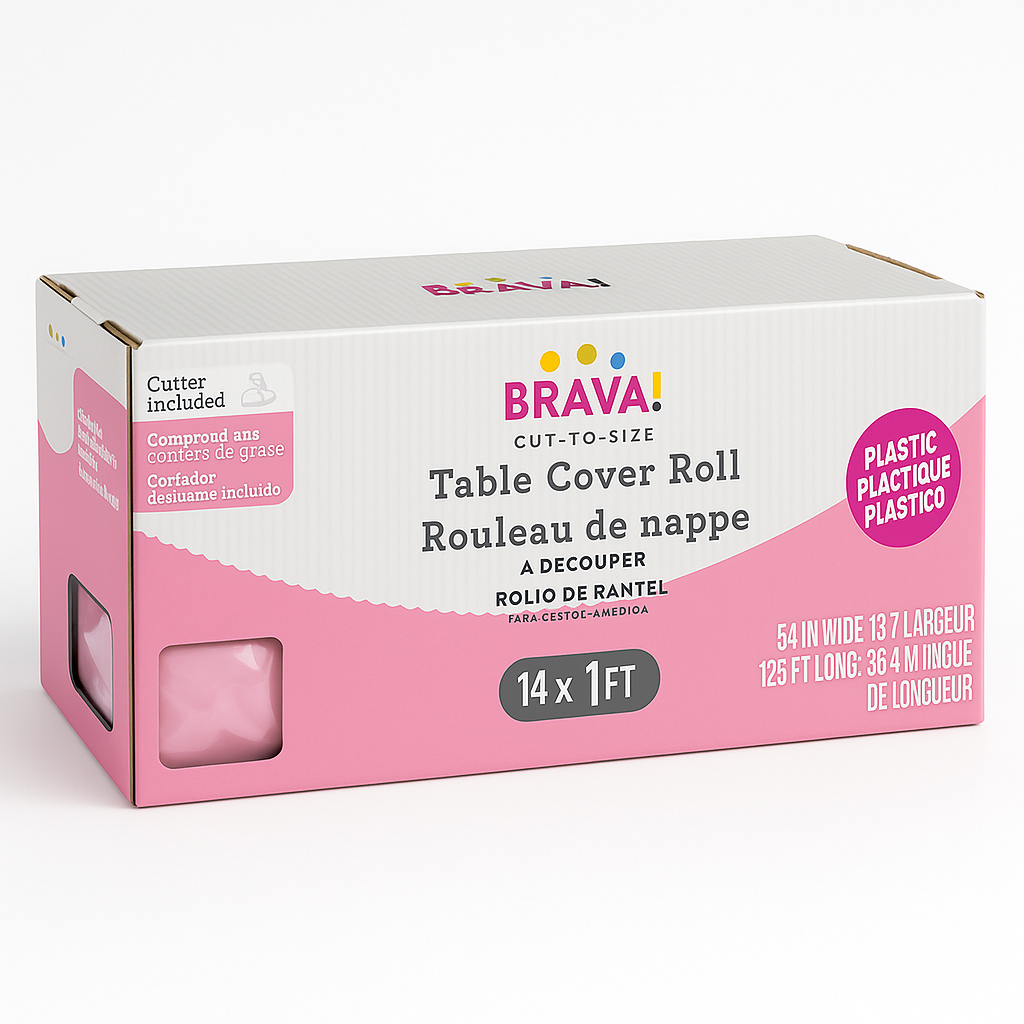 New Pink Plastic Table Cover Roll with Slide Cutter - 40" x 126 ft