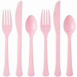 New Pink Heavyweight Plastic Cutlery Set - 24 Pieces