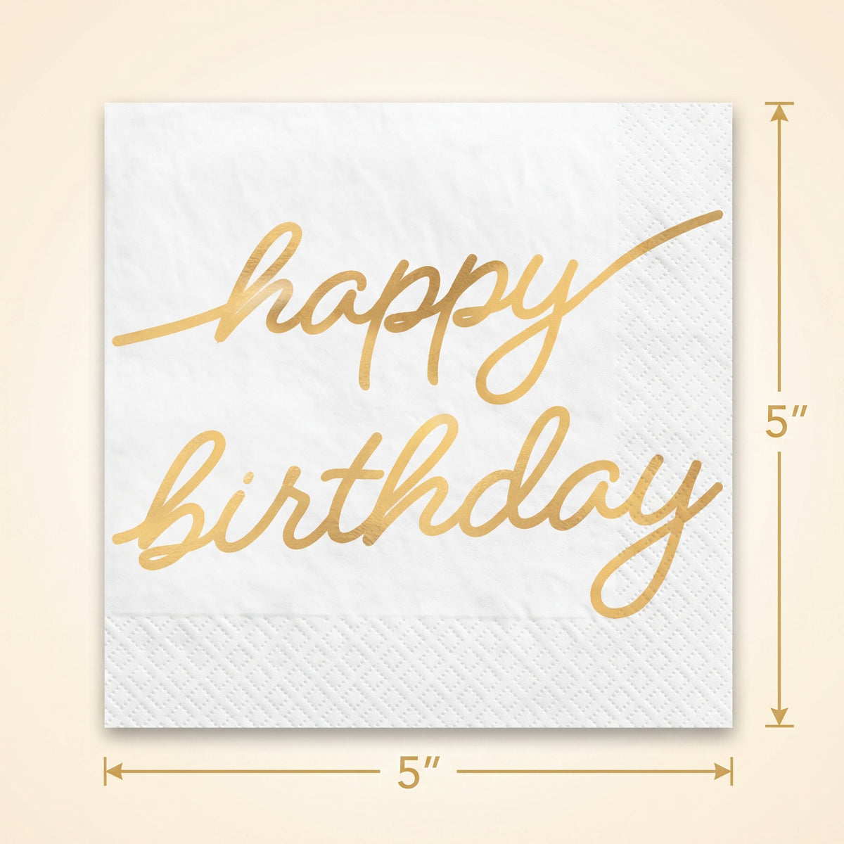Golden Age "Happy Birthday" Gold Foil Beverage Napkins, 16-Pack - 5 In. X 5 In.