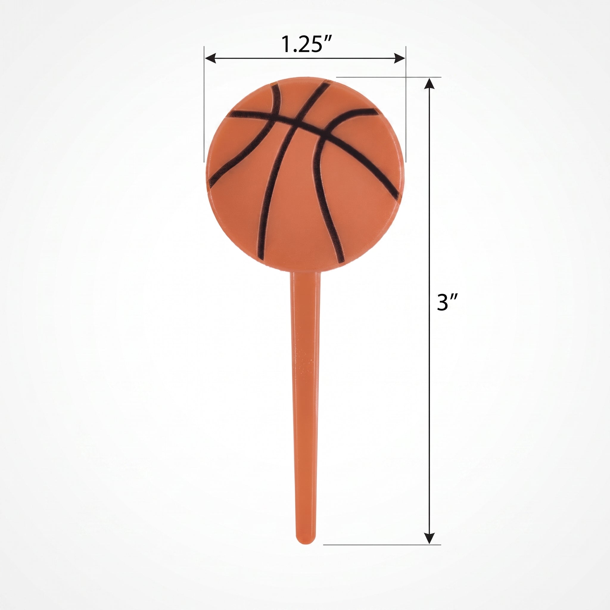 Basketball Party Picks - 3" Orange Plastic Toppers, 36 Pack